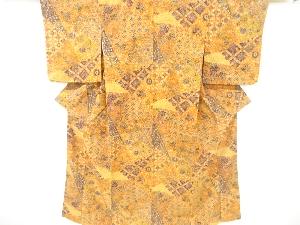 リサイクル　丸に蝶・花古典柄上代紬着物